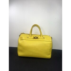 Gianni Versace Yellow Boston Leather Bag Authentic